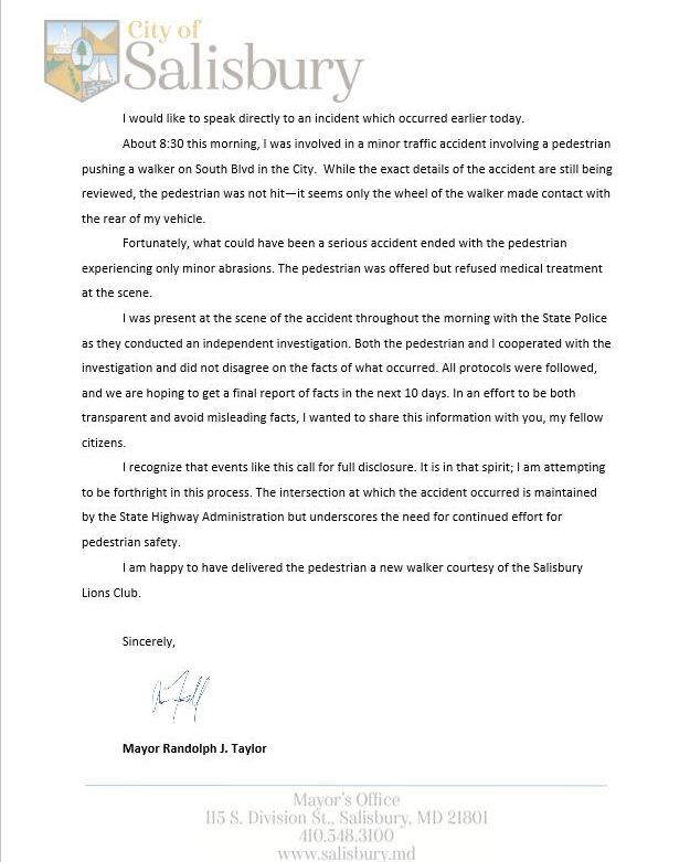 Randy Taylor Statement